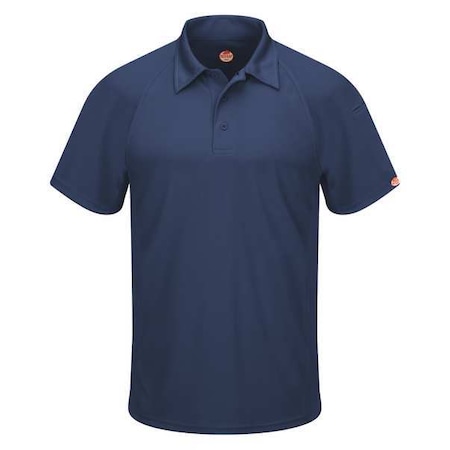 Red Kap Men's Short Sleeve Polo, Polyester, Button, 2 Pocket(s), Navy, 4XL SK92NV SS 4XL