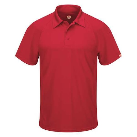 Red Kap Men's Short Sleeve Polo, Polyester, Button, 2 Pocket(s), Red, 3XL SK92RD SS 3XL
