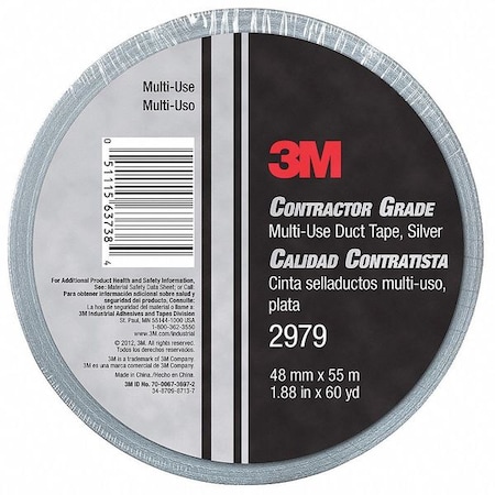 3M Duct Tape, Gray, 60 yd L, 2 in W 2979