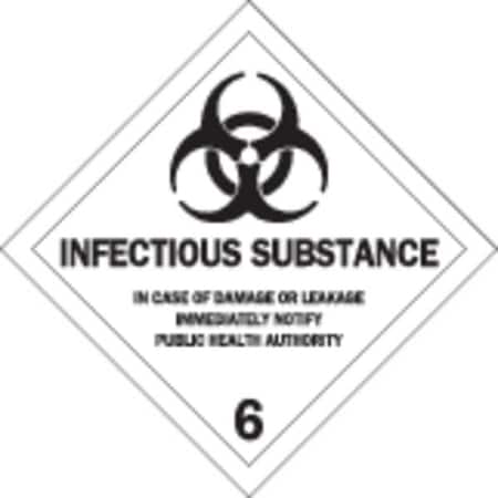 Brady Label, 4in.Hx, 4in.W, Infectious Subst 63473