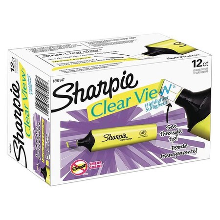 Sharpie Smear Guard Highlighter, Chisel Tip Yellow PK12 1897847
