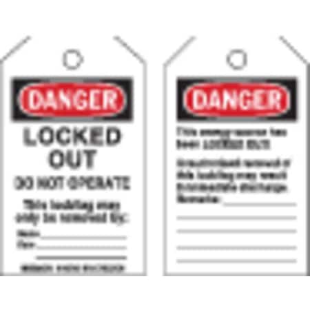 Brady Danger Tag, Danger, Plastic, 3 in Width, 5 in Height, Write On Surface: Yes , 10 PK 145769