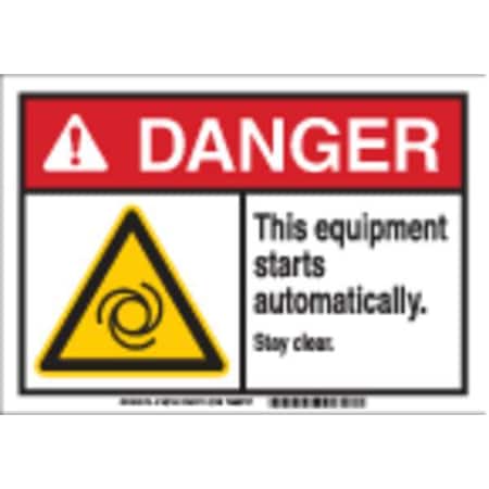 Brady Danger Sign, 7" Height, 10" Width, Plastic, Rectangle, English 145744