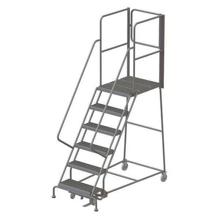 Tri-Arc 102 in H Steel Rolling Ladder, 6 Steps, 450 lb Load Capacity KDSR106242-XR