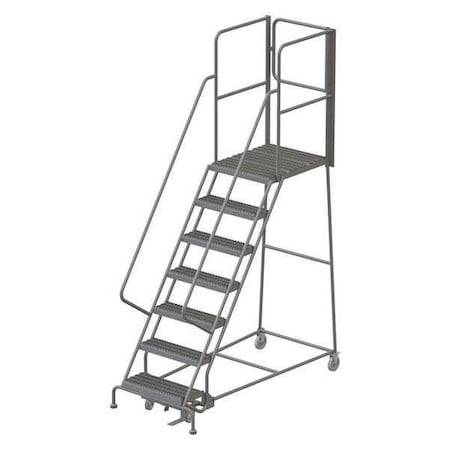 Tri-Arc 112 in H Steel Rolling Ladder, 7 Steps, 450 lb Load Capacity KDSR107242-XR