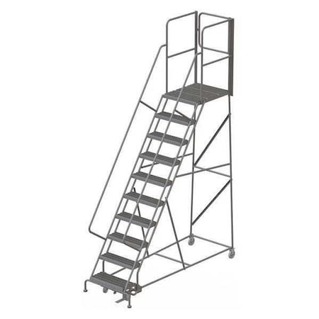 Tri-Arc 142 in H Steel Rolling Ladder, 10 Steps, 450 lb Load Capacity KDSR110242-XR