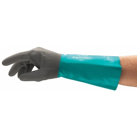 Ansell AlphaTec(R) 58-535B Chemical Resistant Gloves, Nitrile, 13 1/4 in L, 13 mil, Black, Green, 11, 1 PR 58-535B