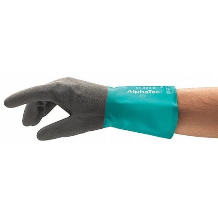 Ansell AlphaTec(R) 58-530B Chemical Resistant Gloves, Nitrile, 11 in L, 13 mil, Black, Green, 9, 1 PR 58-530B