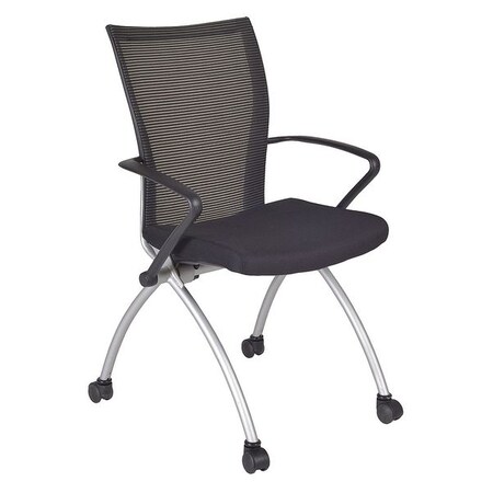 Regency Desk Chair Desk Chair, Fixed Arms, 19" Height, Fabric, Silver, Black 2109BK