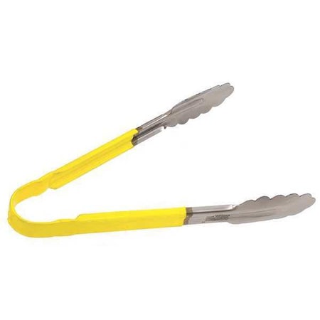 Crestware Tong, Yellow, 10 in. L, Stainless Steel CG10Y