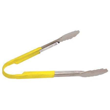 Crestware Tong, Yellow, 12 in. L, Stainless Steel CG12Y