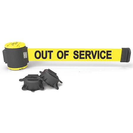 Banner Stakes Magnetic Belt Barrier, Out of Service, Ylw MH5005