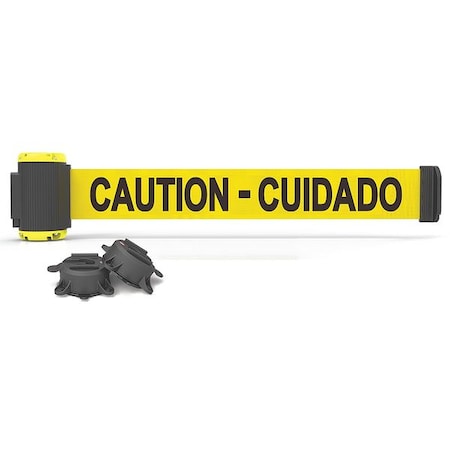 Banner Stakes Magnetic Belt Barrier, 7', Caution/Cuidado MH7002