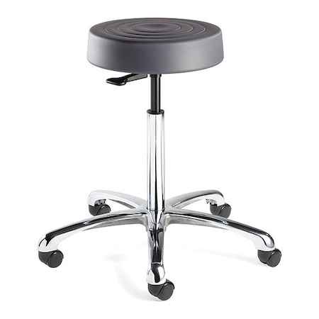 Bevco Soft Poly Backless Stool, 20-28" St Ht., Gray, Casters S3350-GRP
