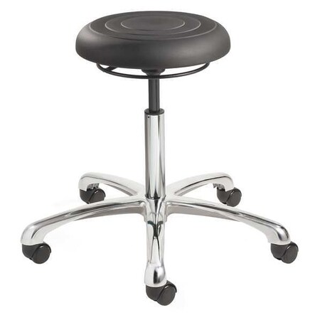 Bevco Soft Poly Backless Stool, 20-27" St Ht., Black, Casters J3350-BLK