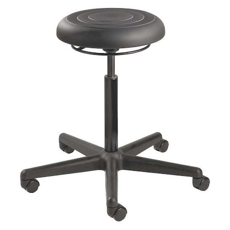 Bevco Soft Poly Backless Stool, 20-27" St Ht., Black, Casters J3300-BLK