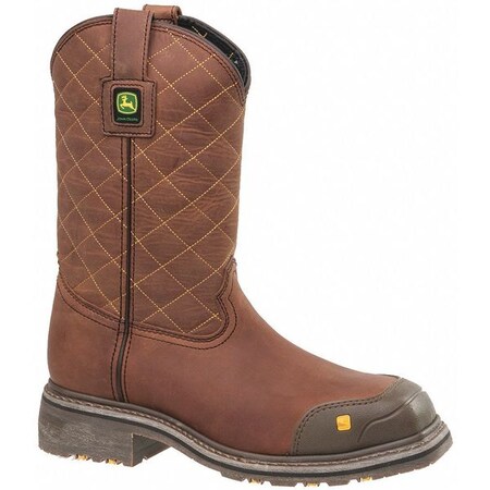 John Deere Size 9 Men's Pull On Steel Work Boots, Coffee JD5318