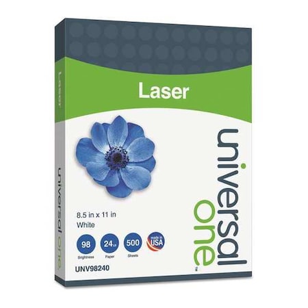 Universal Laser Paper, 8-1/2in.x11in., 24 lb., PK500 UNV98240