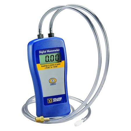Yellow Jacket Digital Manometer, LCD, 9V, 1/8 in. NPT 78052