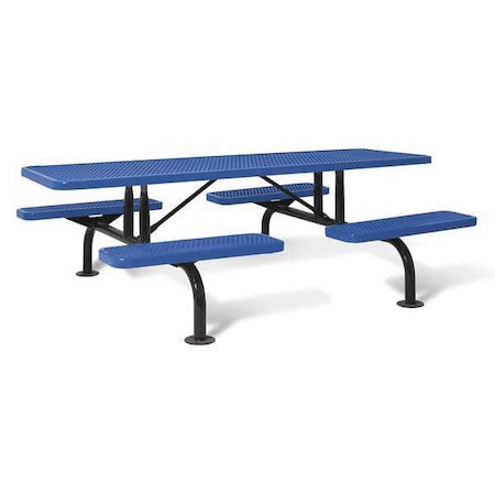 Ultrasite Rectangle Picnic Table, Blue, Expanded Metal, 96 in L, 30-1/4 in H Overall Diamond Mesh 239SM-V-Blue