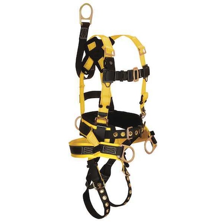 Falltech Oil/Derrick Full Body Harness, XL, 425 lb., Mating Chest/ Tongue Leg Straps, Back, Hips D-Ring 8021XL