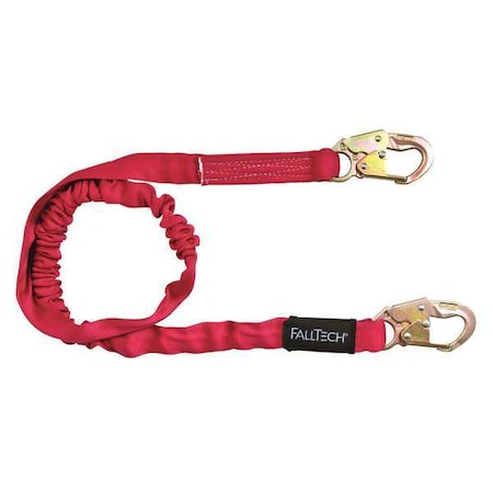 Falltech Ironman Shock Absorbing Lanyard, 6 ft. Length, Snap Hook, Steel, 1 Leg(s), 310 lb. Weight Capacity 8247B