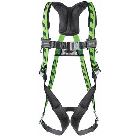 HONEYWELL MILLER AirCore Full Body Harness, Quick Connect Buckles, Polyester, Green, Size L/XL AC-QC/UGN
