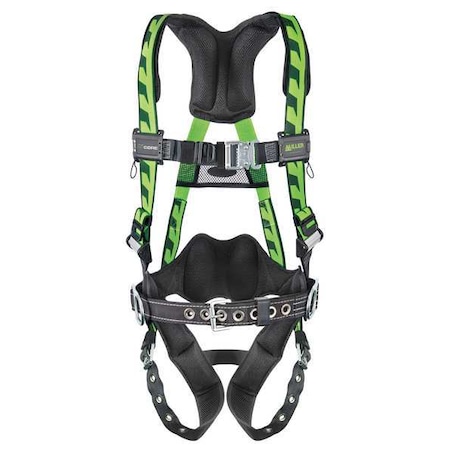 Miller AirCore(TM) Full Body Harness, L/XL, 400 lb., Quick-Connect Chest/ Tongue Leg Straps AC-TB-BDP/UGN
