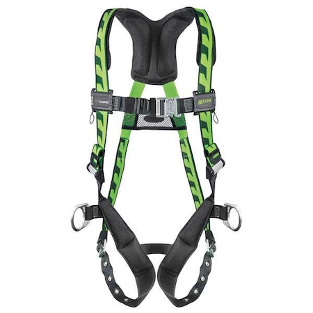 Miller AirCore(TM) Full Body Harness, L/XL, 400 lb., Quick-Connect Chest/ Tongue Leg Straps AC-TB-D/UGN