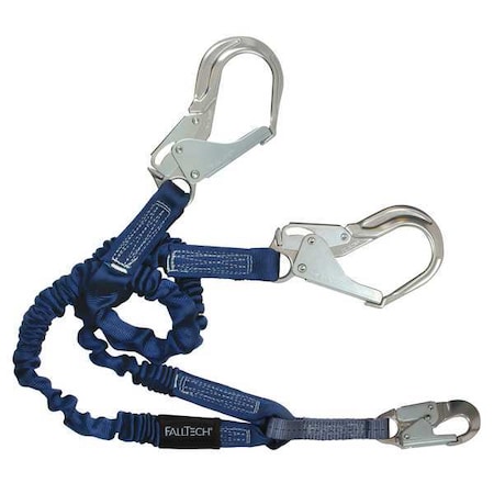 Falltech Elastic Shock Absorbing Lanyard, 4 ft. to 6 ft. Length, Snap Hook, Aluminum, 2 Leg(s) 8240Y3A