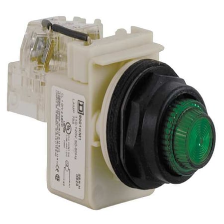 Schneider Electric Push to Test Pilot Light, Green, Incand 9001SKT1G31