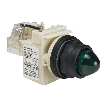 Schneider Electric Push to Test Pilot Light, Green, LED 9001SKT38LGG9