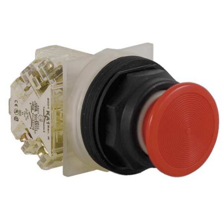 Schneider Electric Push Button Operator, Mushroom Head, Momentary Action, Not Applicable Release, Non-Illuminated, Red 9001SKR4RH13