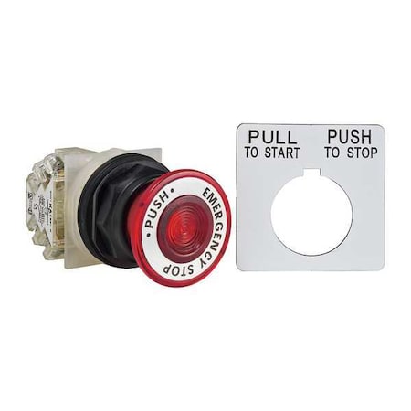 SCHNEIDER ELECTRIC Non-Illuminated Push Button, 30 mm, 1NO/1NC, Red 9001SKR9R05H13