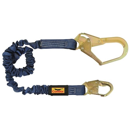 Condor Shock Absorbing Lanyard, 4 ft. 6" to 6 ft. Length, Snap Hook, Steel, 1 Leg(s) 45J282