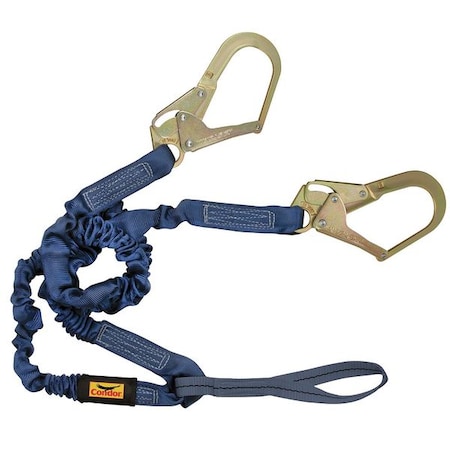 Condor Shock Absorbing Lanyard, 4 ft. 6" to 6 ft. Length, Web Loop, Polyester, 2 Leg(s) 45J285
