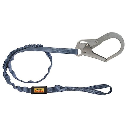 Condor Shock Absorbing Lanyard, 6 ft. Length, Web Loop, Polyester, 1 Leg(s), 310 lb. Weight Capacity 45J287