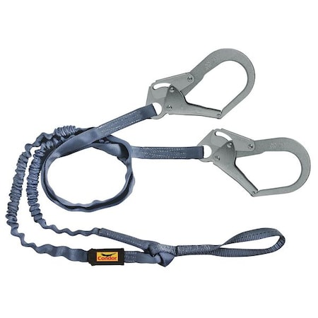 Condor Shock Absorbing Lanyard, 6 ft. Length, Web Loop, Polyester, 2 Leg(s), 310 lb. Weight Capacity 45J288