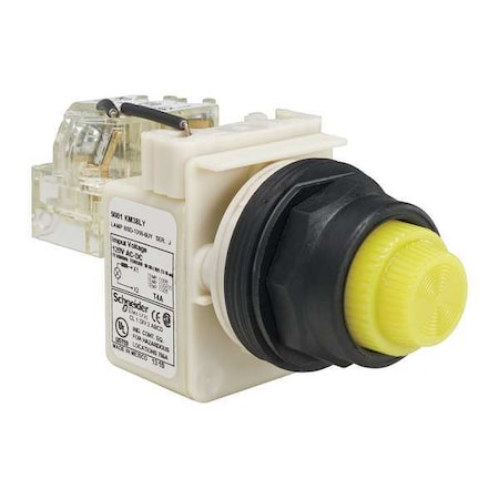 Schneider Electric Push to Test Pilot Light, Yellow, LED 9001SKT38LYY31