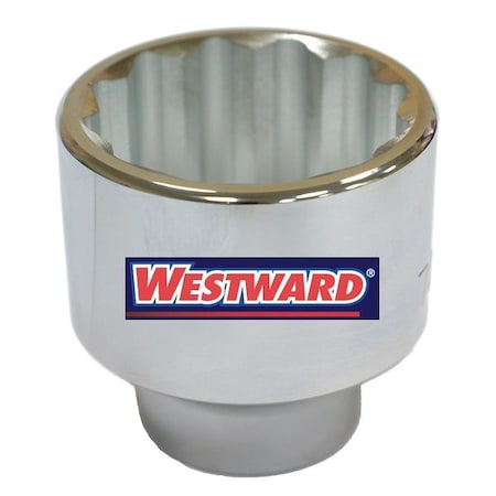 Westward WESTWARD 1 in Drive, 1-11/16" SAE Socket, 12 Points, Steel, Chrome, 1 11/16 in 45J221