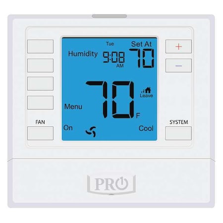 Pro1 Iaq Non-Programmable Thermostat, 7, 5-1-1 Programs, 3 H, 2 C, Wall Mount, Hardwired/Battery, 24VAC T755S