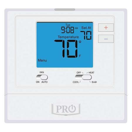 Pro1 Iaq Non-Programmable Thermostat, 2 H, 1 C, Wall Mount, Hardwired/Battery, 24VAC T721