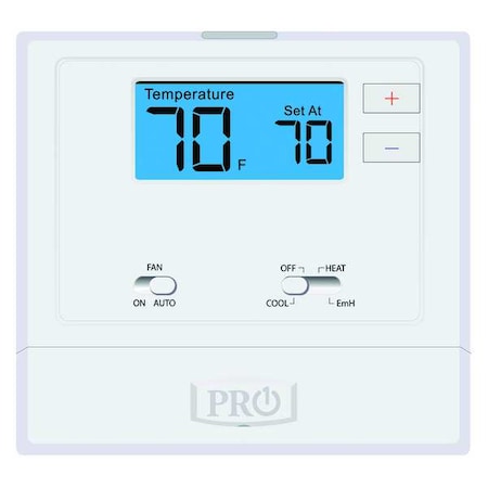Pro1 Iaq Non-Programmable Thermostat, 2 H, 1 C, Wall Mount, Hardwired/Battery, 24VAC T621-2