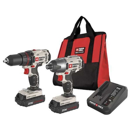 Porter-Cable 20V MAX* 1/2 in. Cordless Drill/Driver and 1/4 in. Impact Driver Combo Kit PCCK604L2