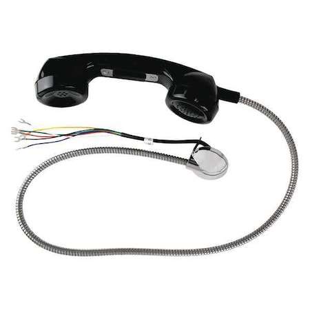 Hubbell Gai-Tronics Handset, Plastic, Black, Armored Cord 10118-101