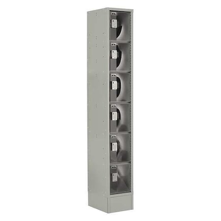Lockup Box Locker, 12 in W, 18 in D, 82 in H, (1) Wide, (6) Tier, Gray LUPE-1W6T-PC1S-02-31-A