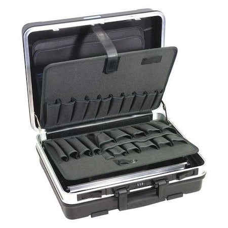 Westward Tool Case with 38 compartments, Plastic, 19 1/2 in H x 16 3/8 in W 45KK76
