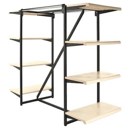 Econoco Double Hangrail Frame with Shelves, 38-1/4"D x 24"W x 54"H, Black/Beige K411/AL