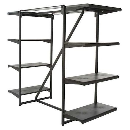 Econoco Double Hangrail Frame with Shelves, 38-1/4"D x 24"W x 54"H, Black K411/B