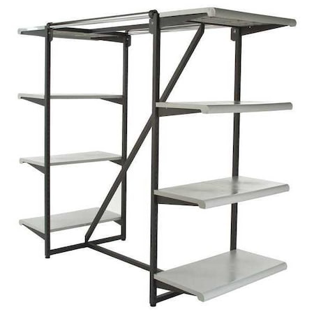 Econoco Double Hangrail Frame with Shelves, 38-1/4"D x 24"W x 54"H, Black/Gray K411/GY